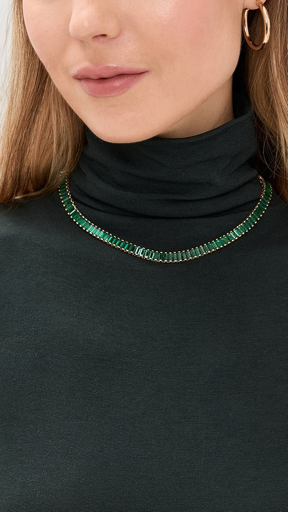 Clare V Baguette Collar Gold/Emerald abigail fashion