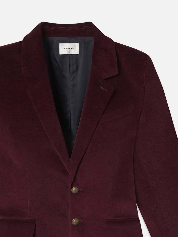 Frame Everyday Velvet Blazer Wine abigail fashion