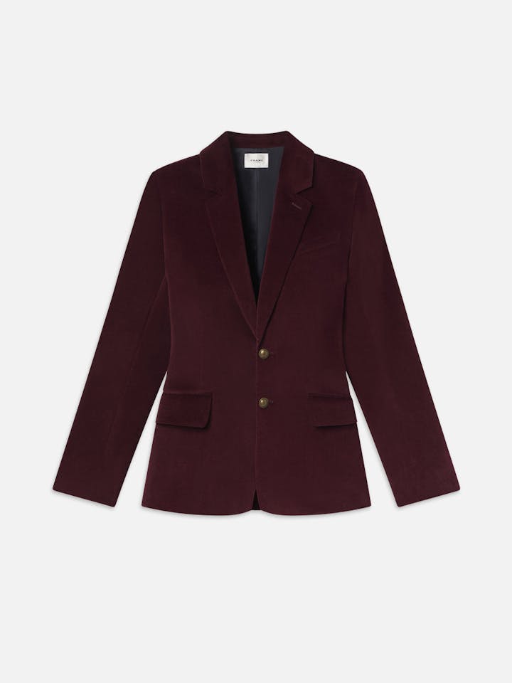 Frame Everyday Velvet Blazer Wine abigail fashion