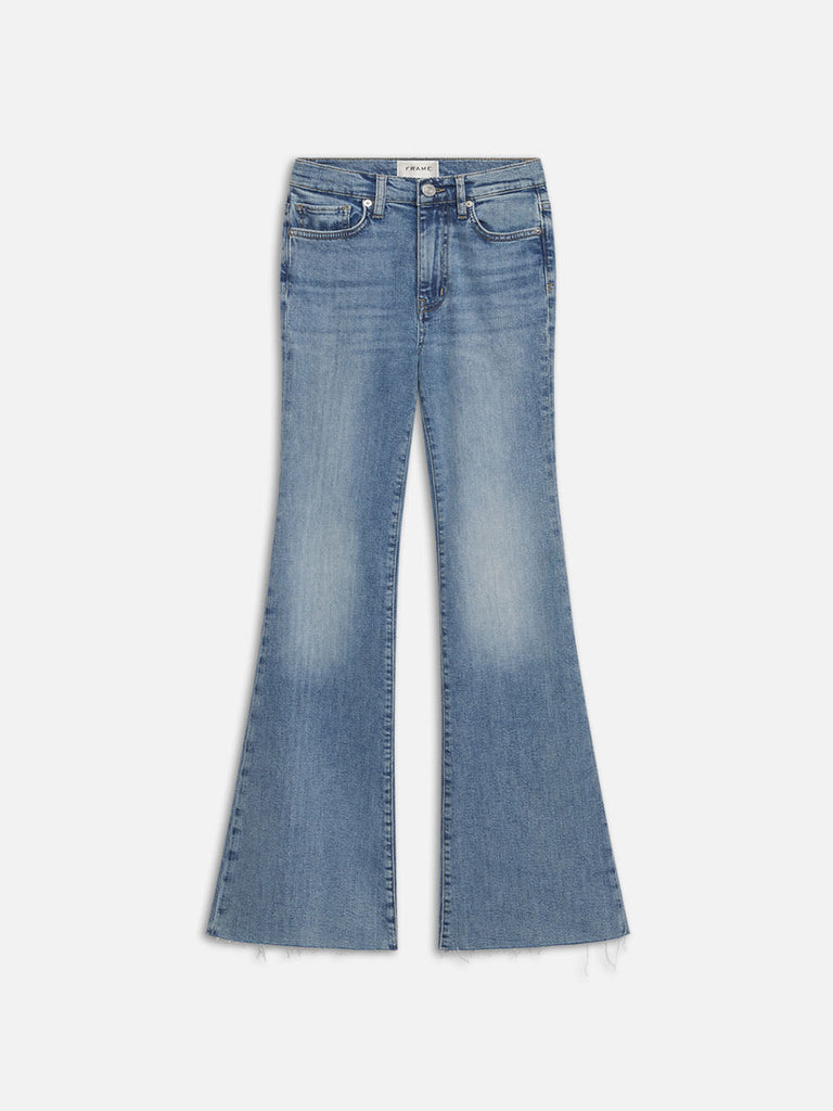 Frame Le Easy Flare Raw Fray Jeans Whimsy abigail fashion