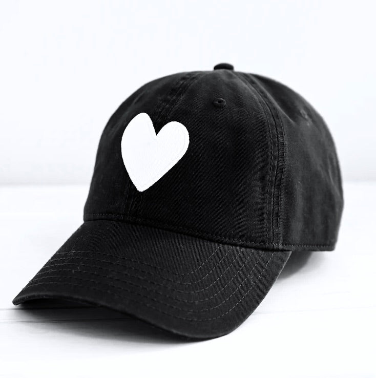 Kerri Rosenthal Baseball Hat Heart Patch Black Black abigail fashion