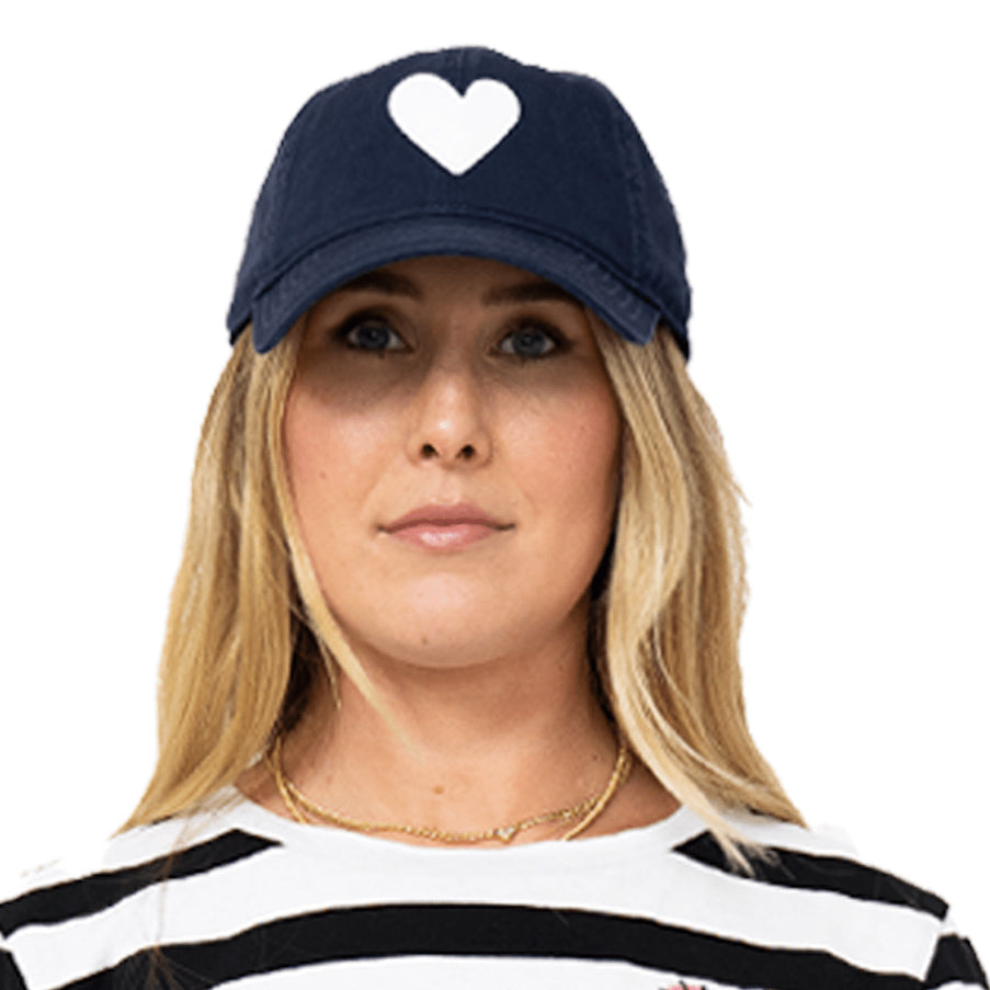 Kerri Rosenthal Baseball Hat Heart Patch Indigo/White Indigo/White abigail fashion