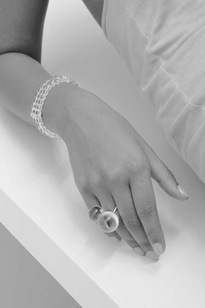 Saskia Diez Sling Ring No2 Crystal, Silver abigail fashion
