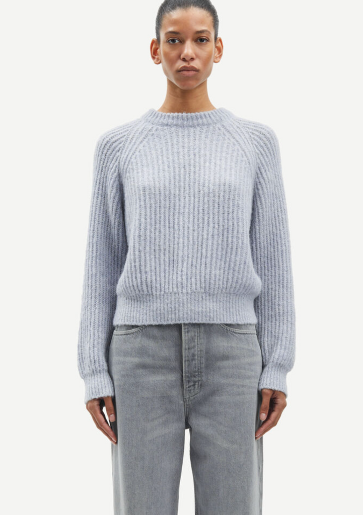 Samsøe Samsøe Layla Crew Neck Jumper Grey Blue Mel Grey Blue Mel abigail fashion