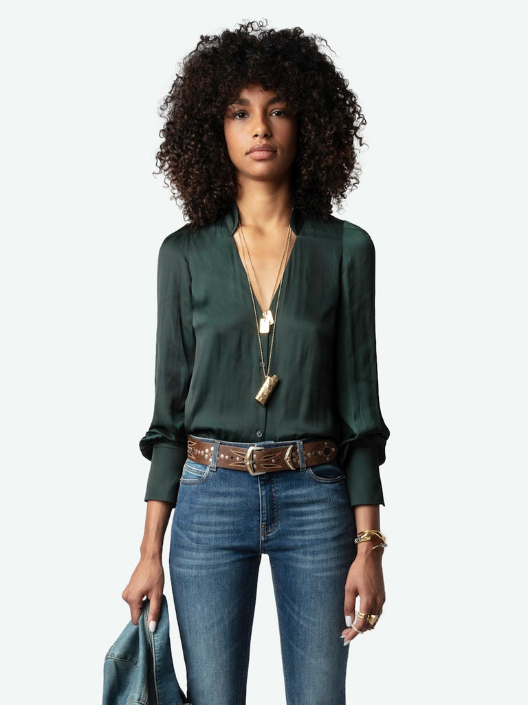 Zadig & Voltaire Tinous Satin Shirt Peaks abigail fashion